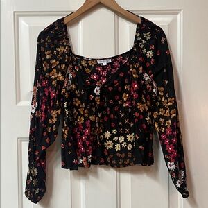 Patrons of Peace Floral Black Blouse